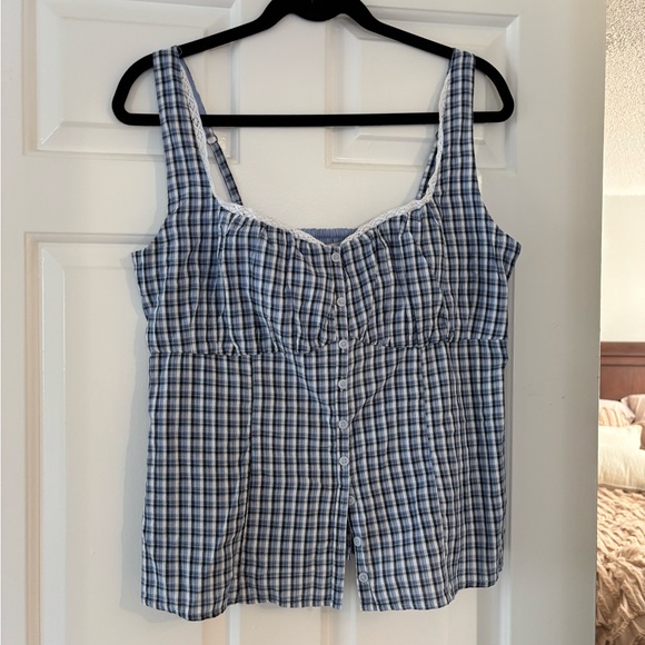 Hollister Blue and White Checkered Blouse - NWT - L - Picture 3 of 5